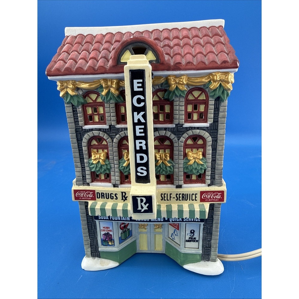 2000 Coca Cola Eckerds Drug Store Christmas Village Store Town Square Collection